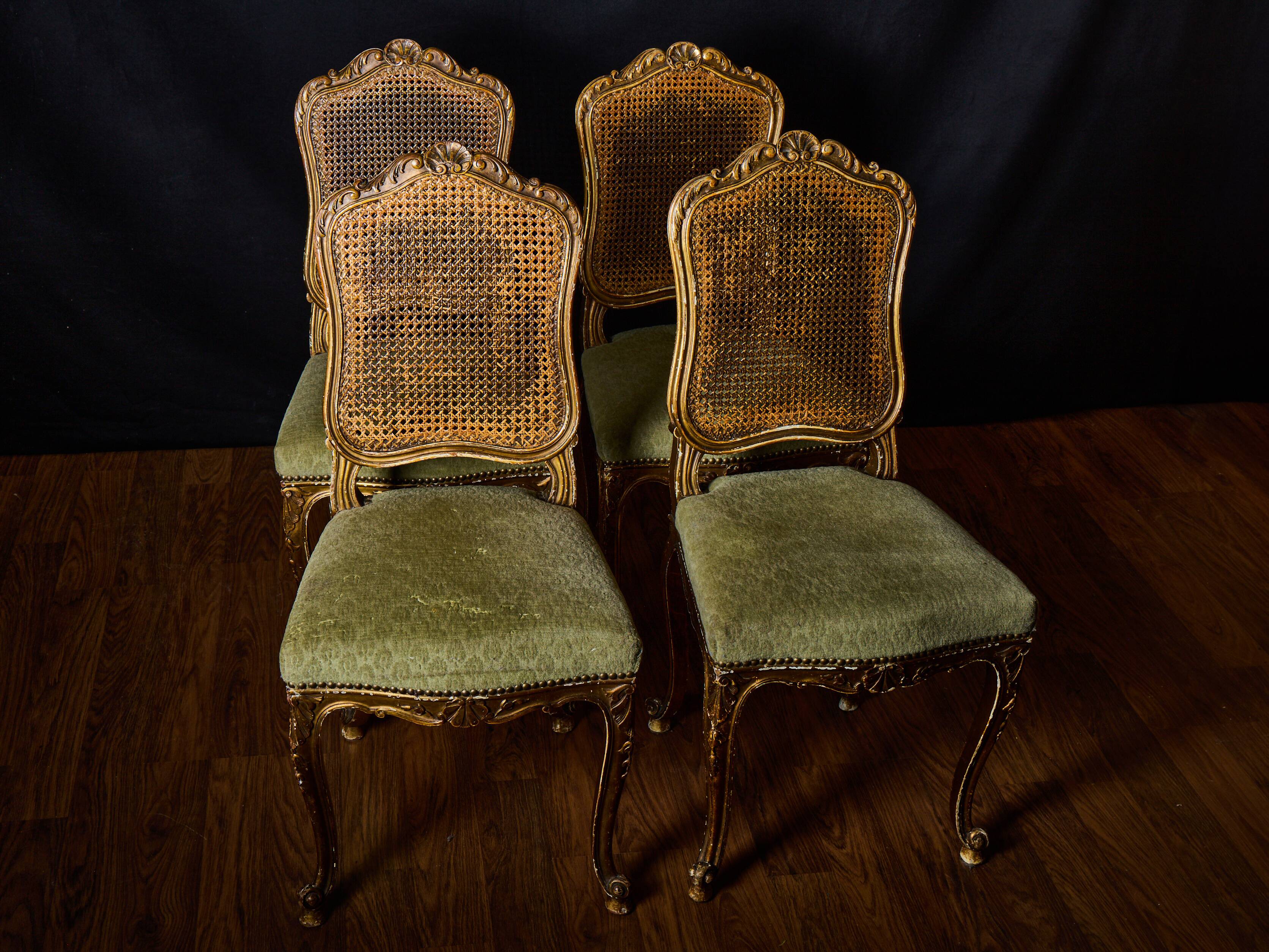 Set of 4 Louis XV style gilded chairs – Musician chair style