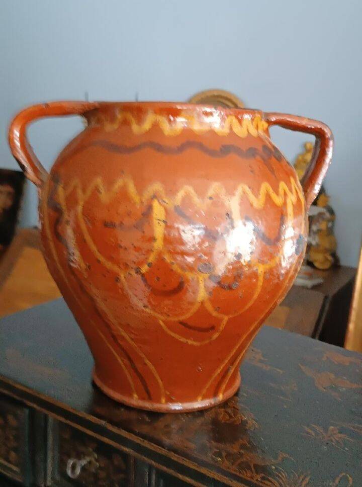 Vase en majolique émaillé antique Orciolo, Italie centrale, 19e siècle