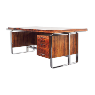 Bureau de direction années 70, palissandre et chrome