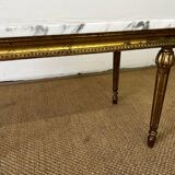 Gilded wood coffee table and marble top Louis XVI style