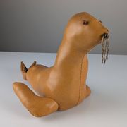 Phoque en cuir Sculpture décorative vintage années 1970