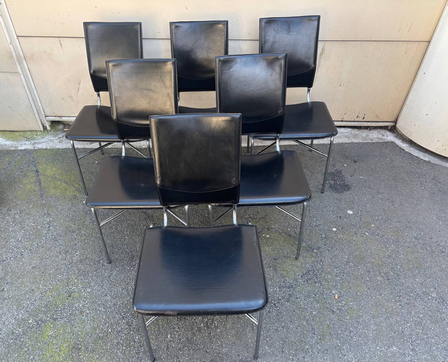 Set of 6 Matteo Grassi leather chairs