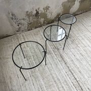 Tables basses gigogne métal et verre années 50