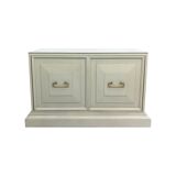 Neoclassical Duck Egg Cabinet Sideboard On Plinth 1970s USA Blue Brass Chinoiserie Retro Vintage