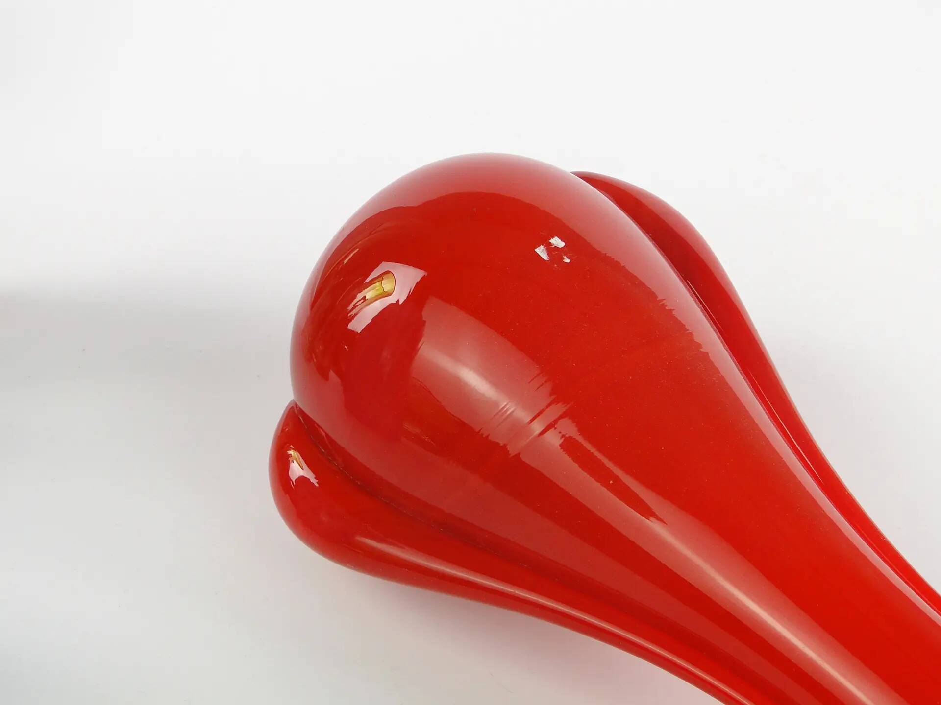 Mid-century modern vase, red glass, Poland, 1970s