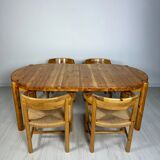 1970s Set of 6 Vintage Pine Dining Armchairs by Rainer Daumiller