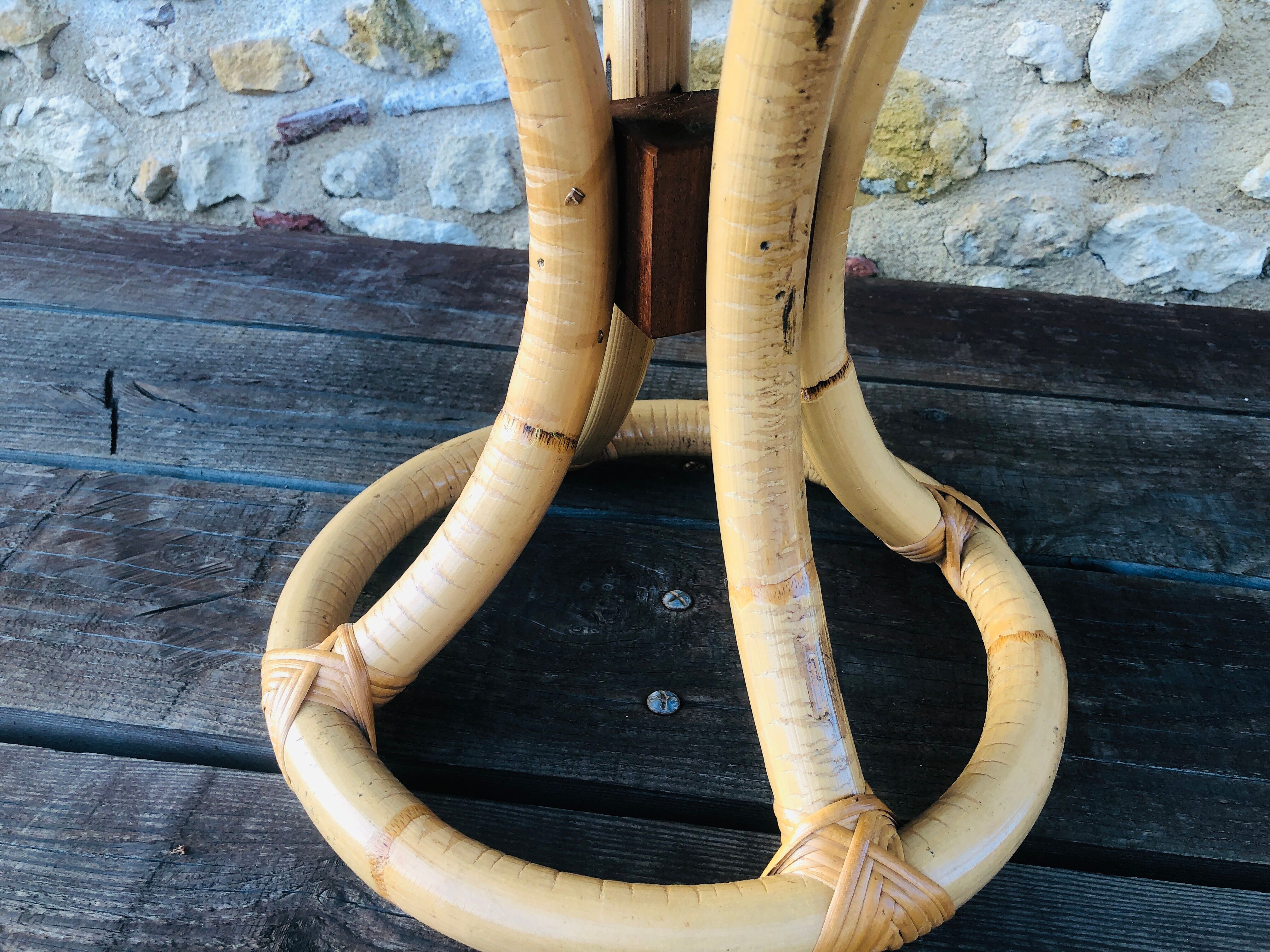 Vintage coffee table in light wood and bamboo, circa 60
