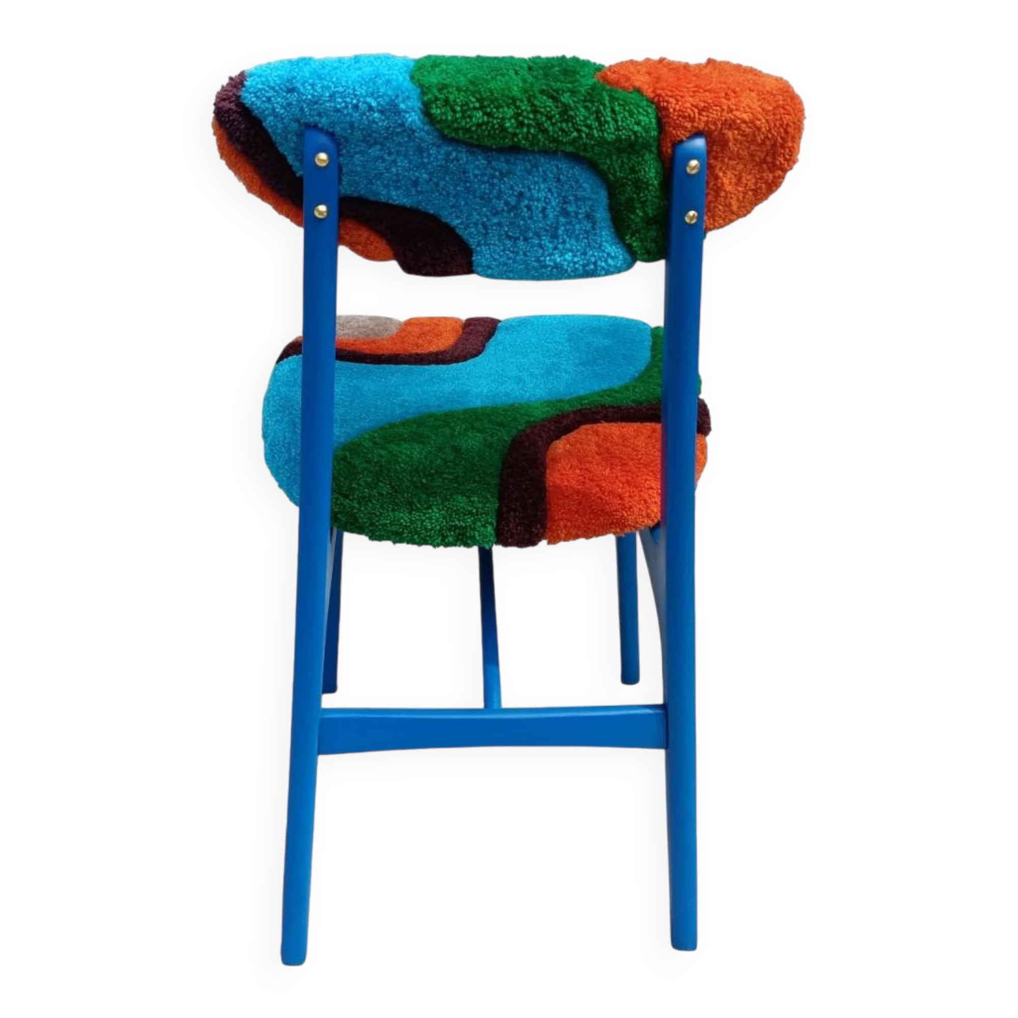 Mid-century Buttoned Chair Handmade, Dark Wood, Rajmund Halas, Poland, 1960s