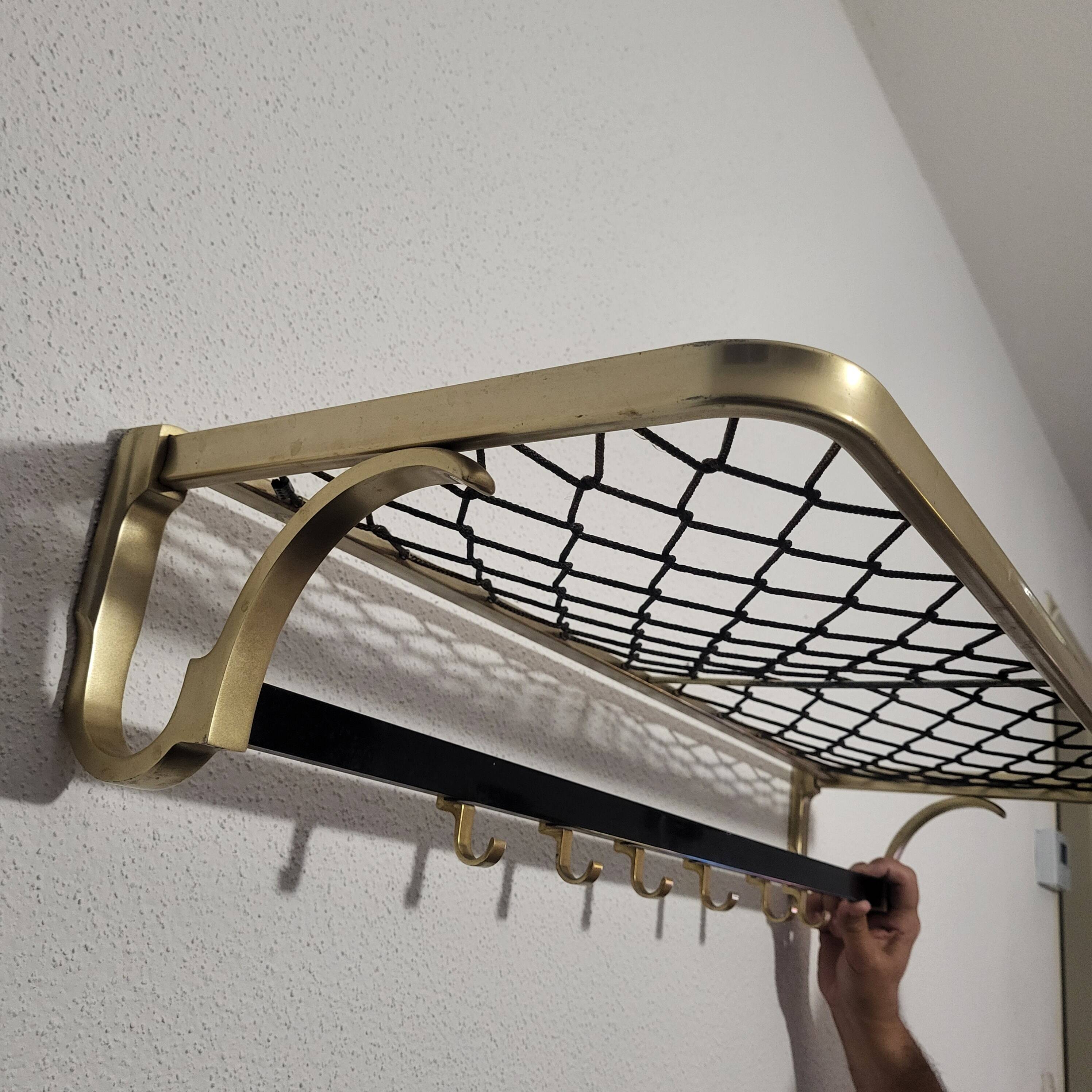 Gold-plated aluminum coat rack and cloakroom, 1960-70