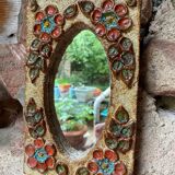 Ceramic mirror from the Roue Workshop in Vallauris, 1950