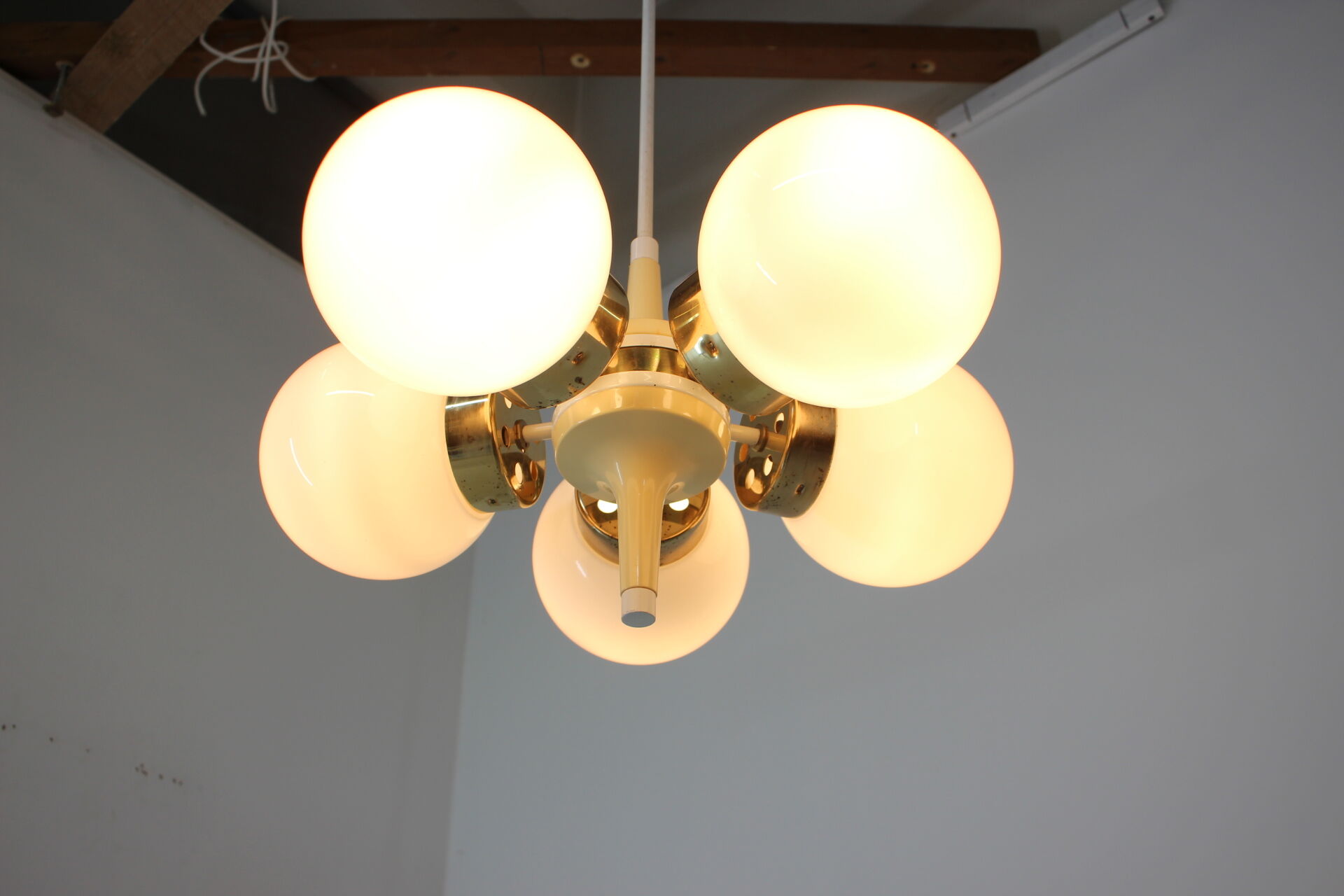 Space age chandelier sputnik by elektroinstala decin, 1970s