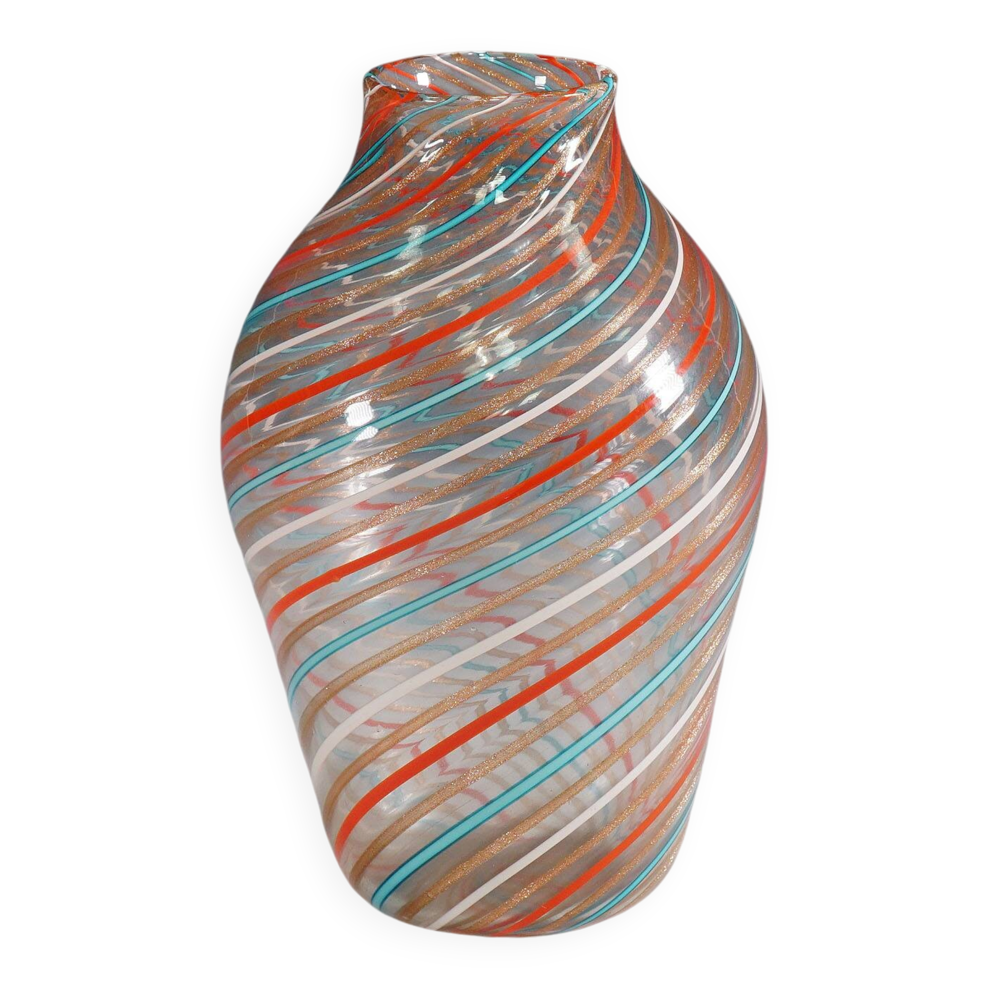 Multicoloured cane vase by Fratelli Toso, Murano, Italy, circa 1965.