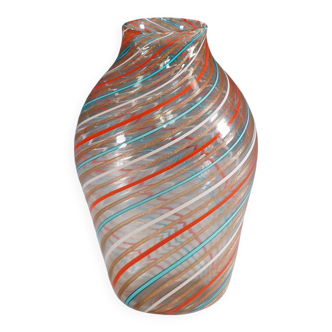 Multicoloured cane vase by Fratelli Toso, Murano, Italy, circa 1965.