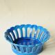 Blue openwork ceramic fruit bowl DLG from Bourg-Joly Malicorne