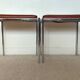Pair of vintage stackable stools in faux leather and chrome - 70s