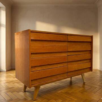 Chest of drawers mid-century veneer Jiří Jiroutek U-453 1960s Czechoslovakia