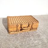 Petite valise vintage en rotin 1970