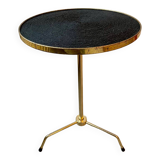 Vintage tripod pedestal table in gold metal