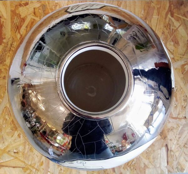 Vase Boule ''ICEBERG'' par Danillo CURETTI Emaux de Longwy Numéroté 24/100