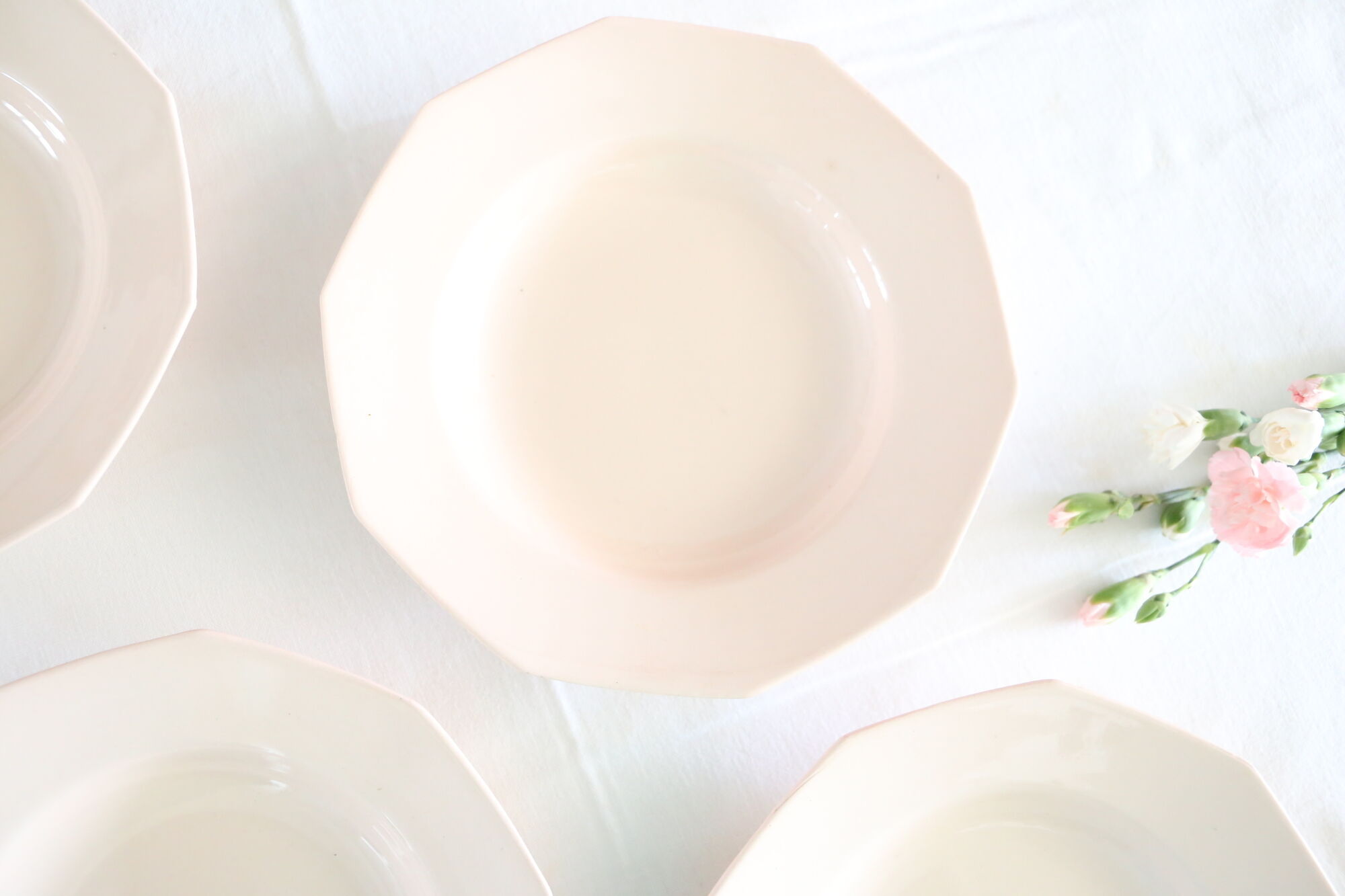 Hollow plates in pink ceramic, art deco, 1930, st Amand