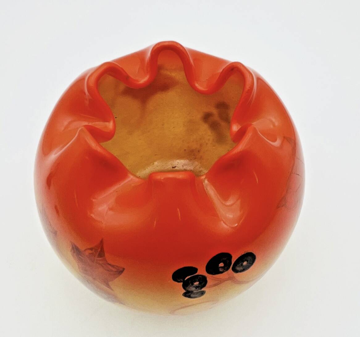 Orange glass paste vase from the 1930s signed DS