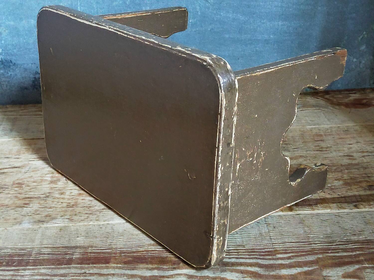 Mini-bench stool in old patinated solid wood