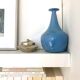 Handcrafted soliflore in blue ceramic signed JS