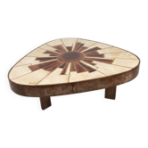 Table basse vintage en céramique et métal, signée Barrois