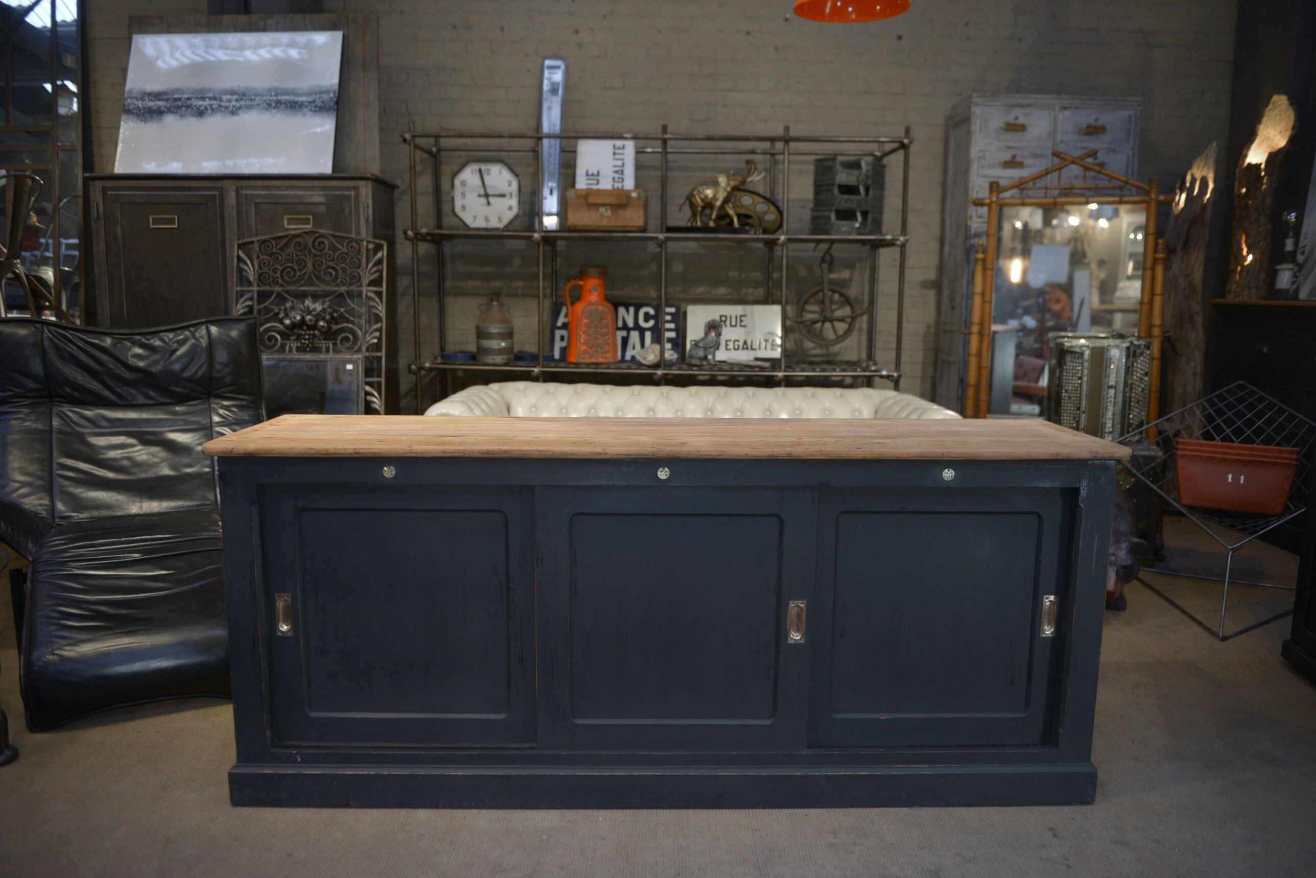 Low cabinet with sliding doors in fir 1930