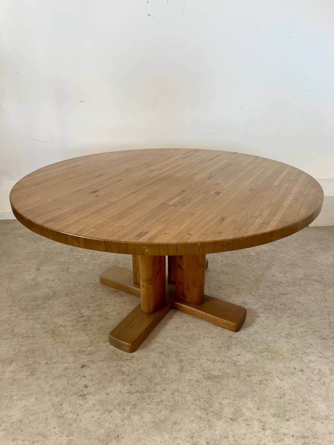Large solid wood table 140 cm, vintage Scandinavian 70s design