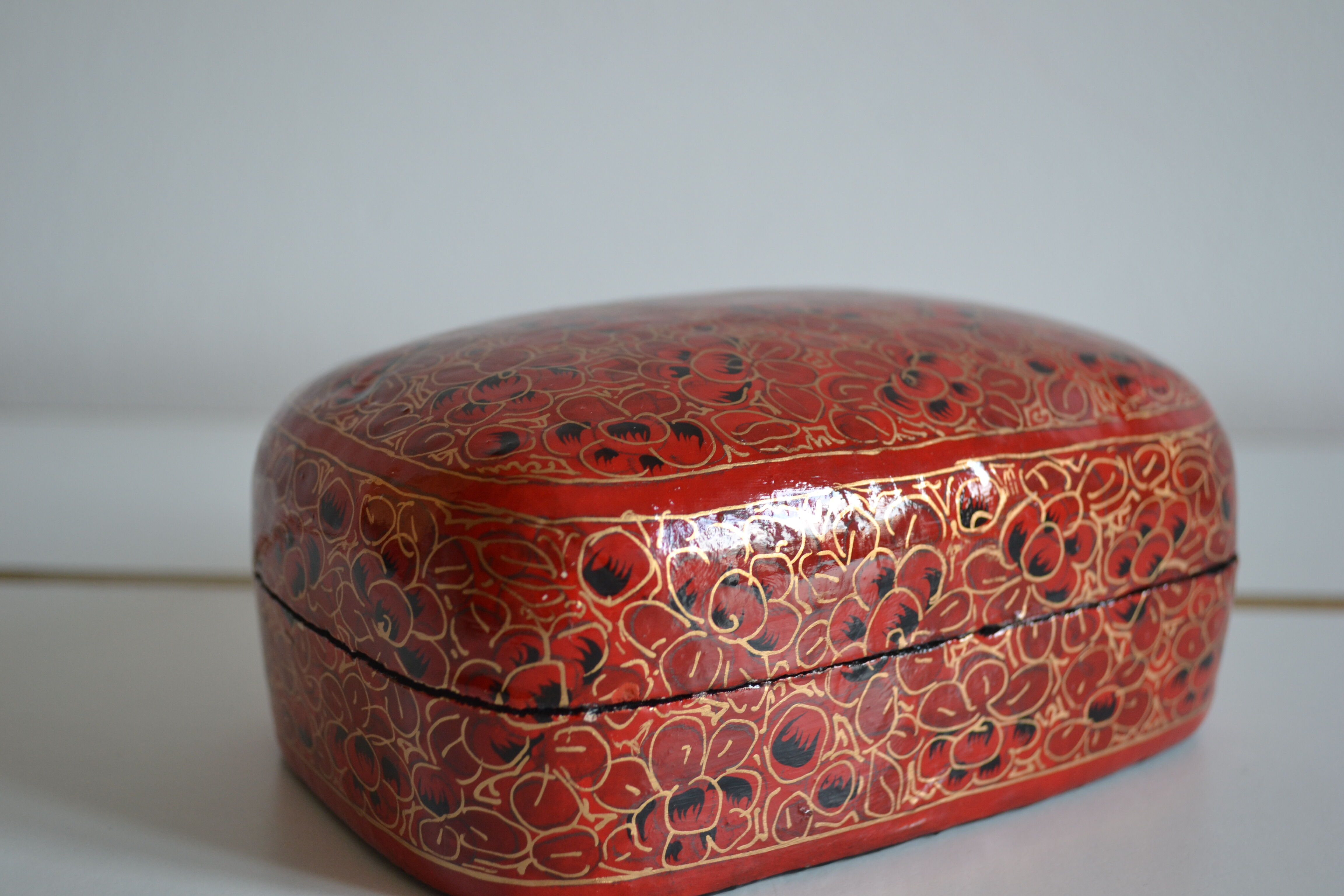 Boite a bijoux papier mache peint a la main inde xxe
