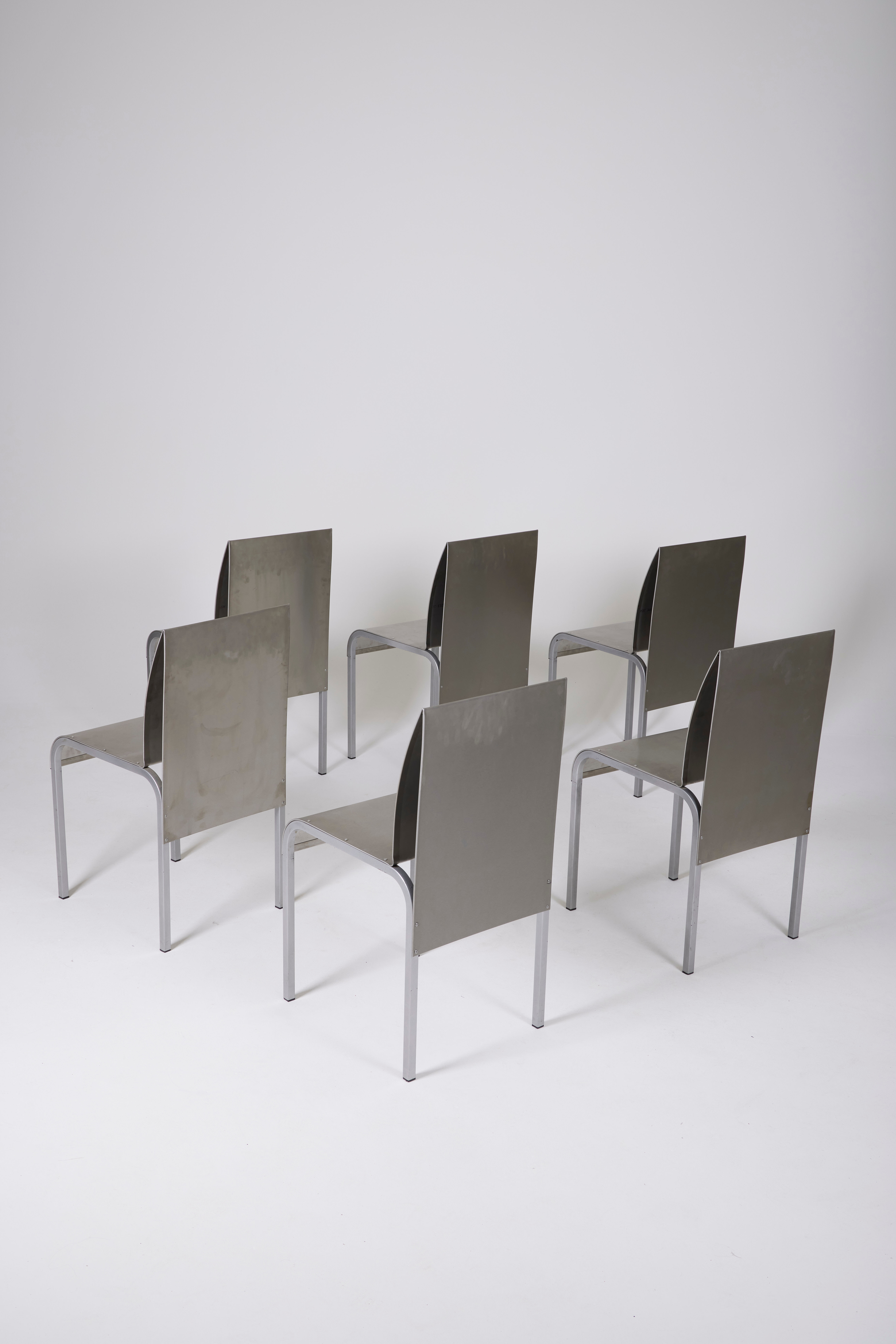Ensemble de chaises en aluminium, Belgique 1980s