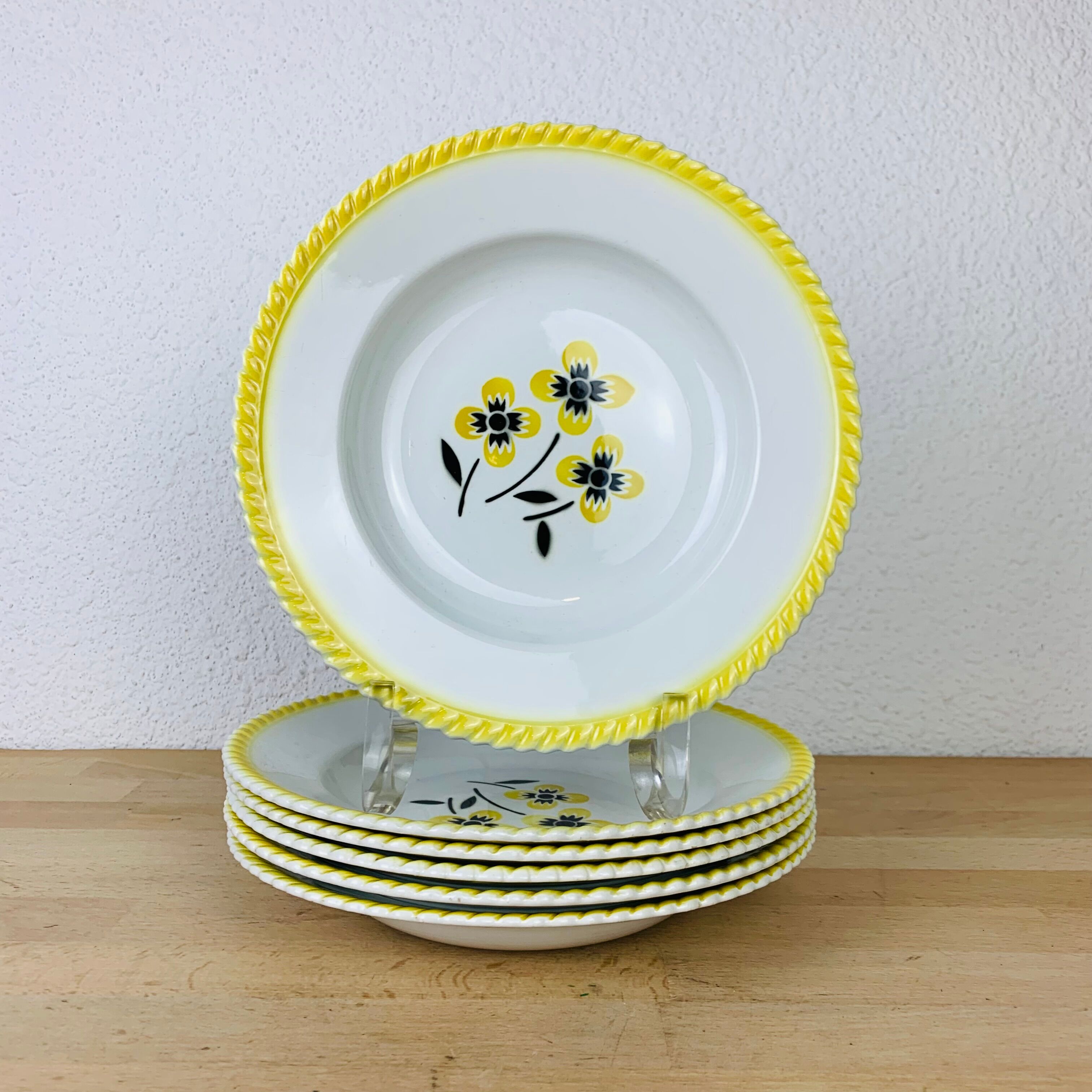 Set of 6 vintage hollow plates in earthenware