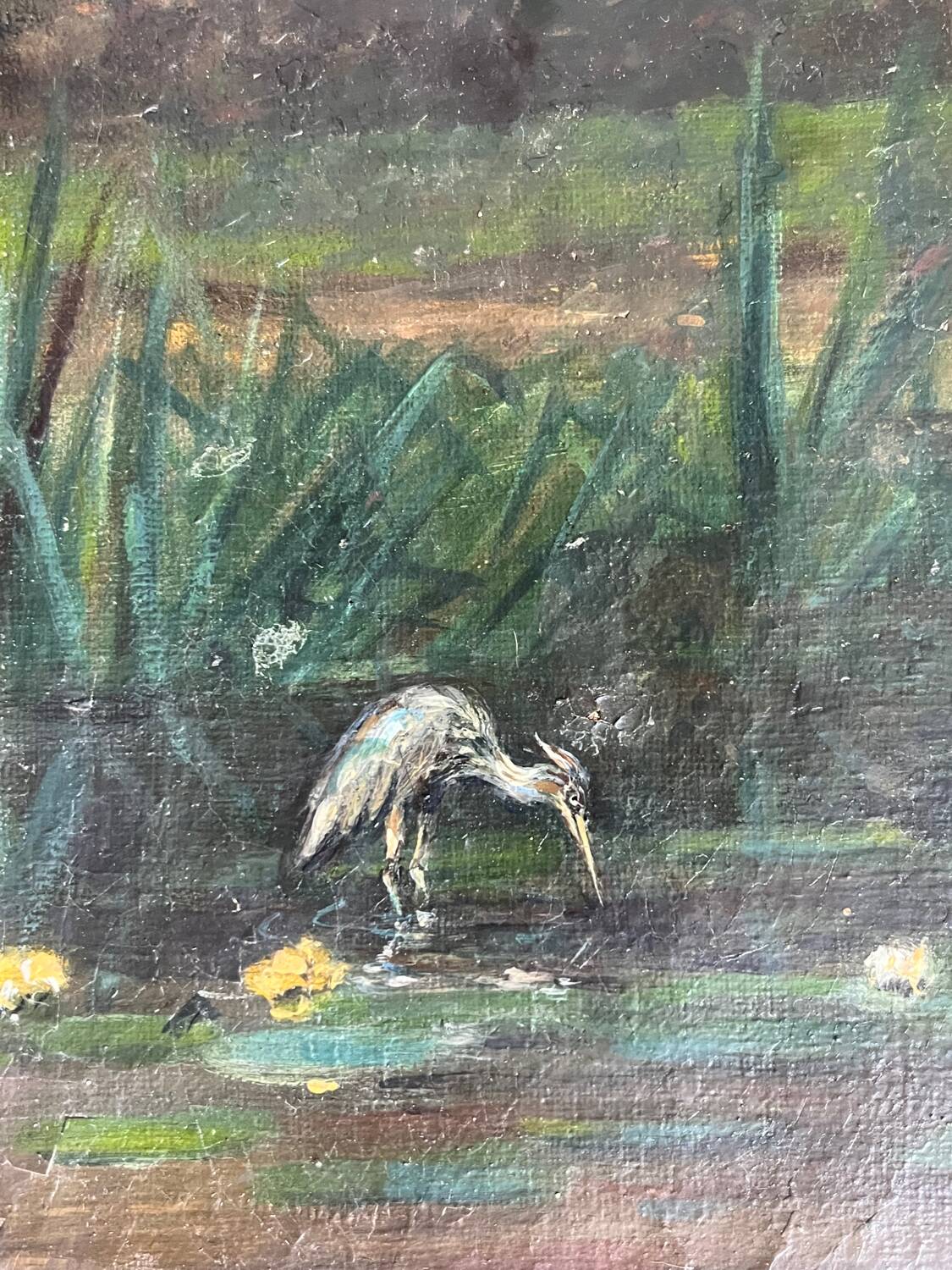 Small painting: oil on old canvas