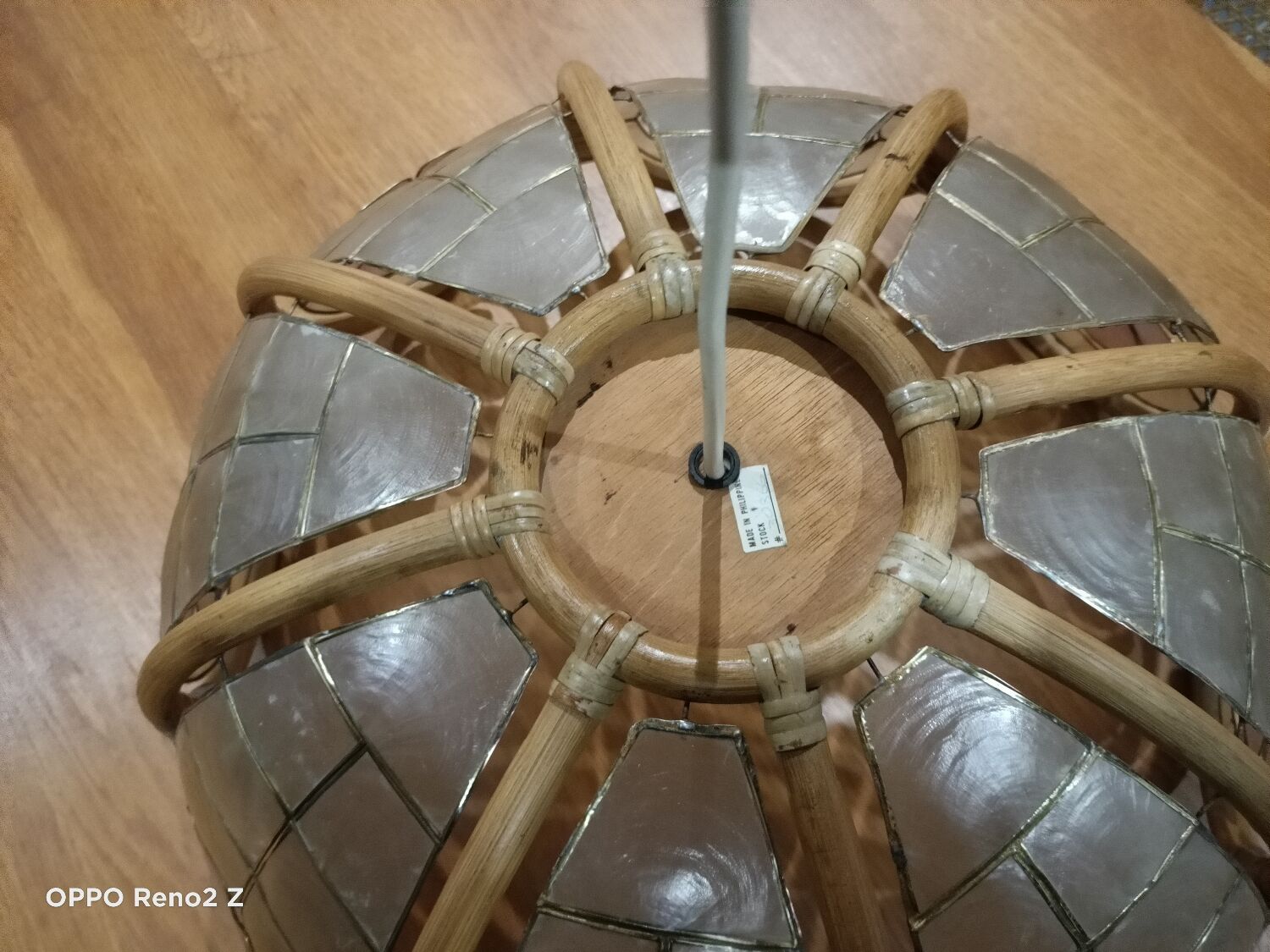 Suspension nacre et bambou