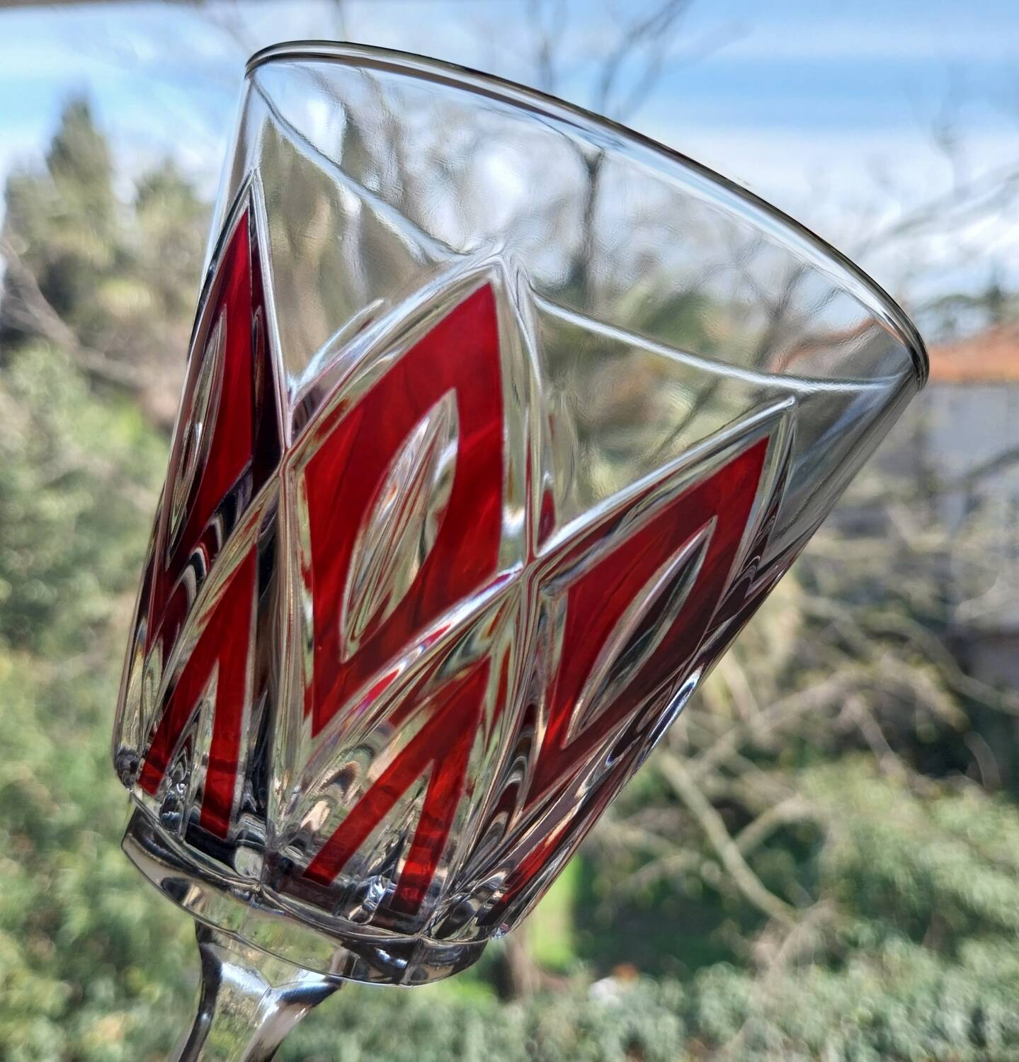 Vintage Arlequin crystal footed glasses