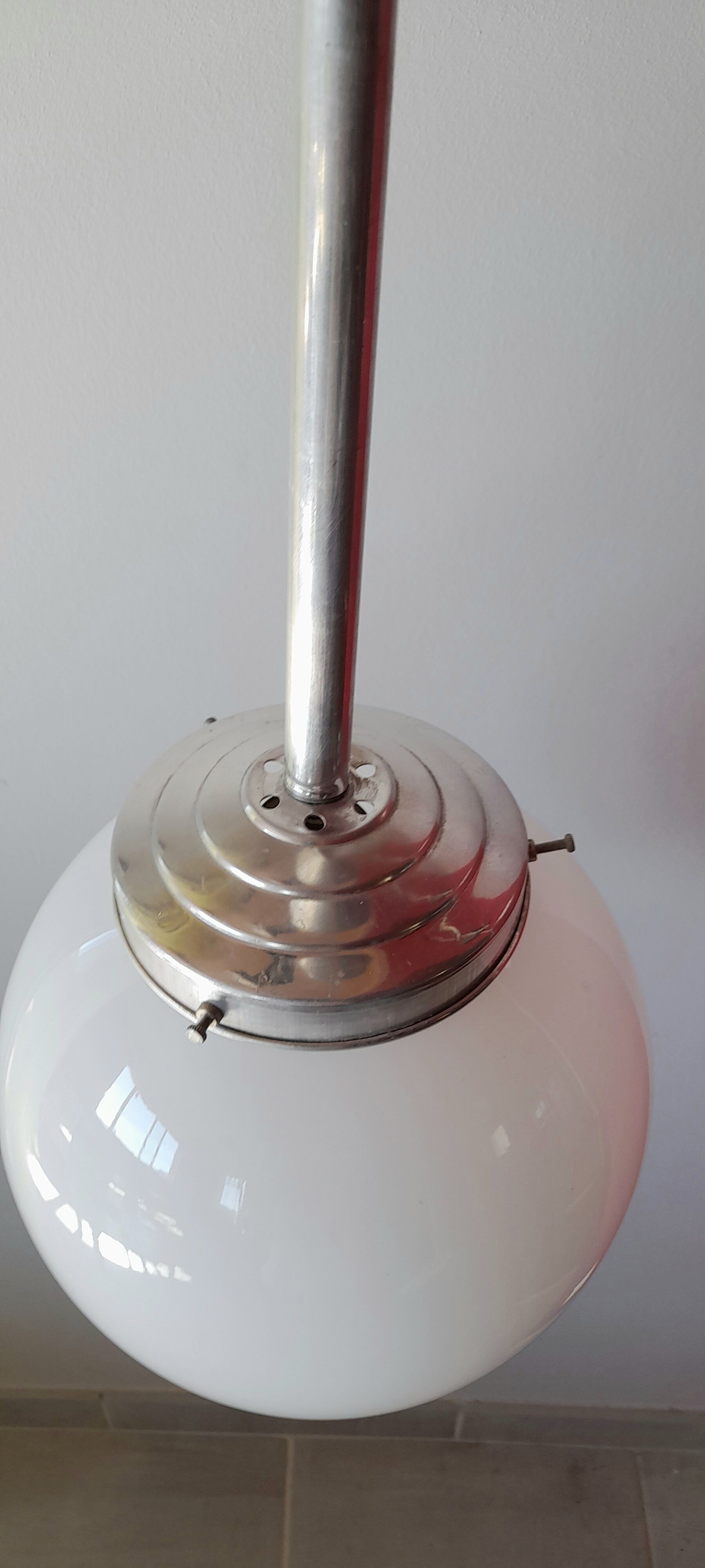 Art Deco opaline globe pendant lamp