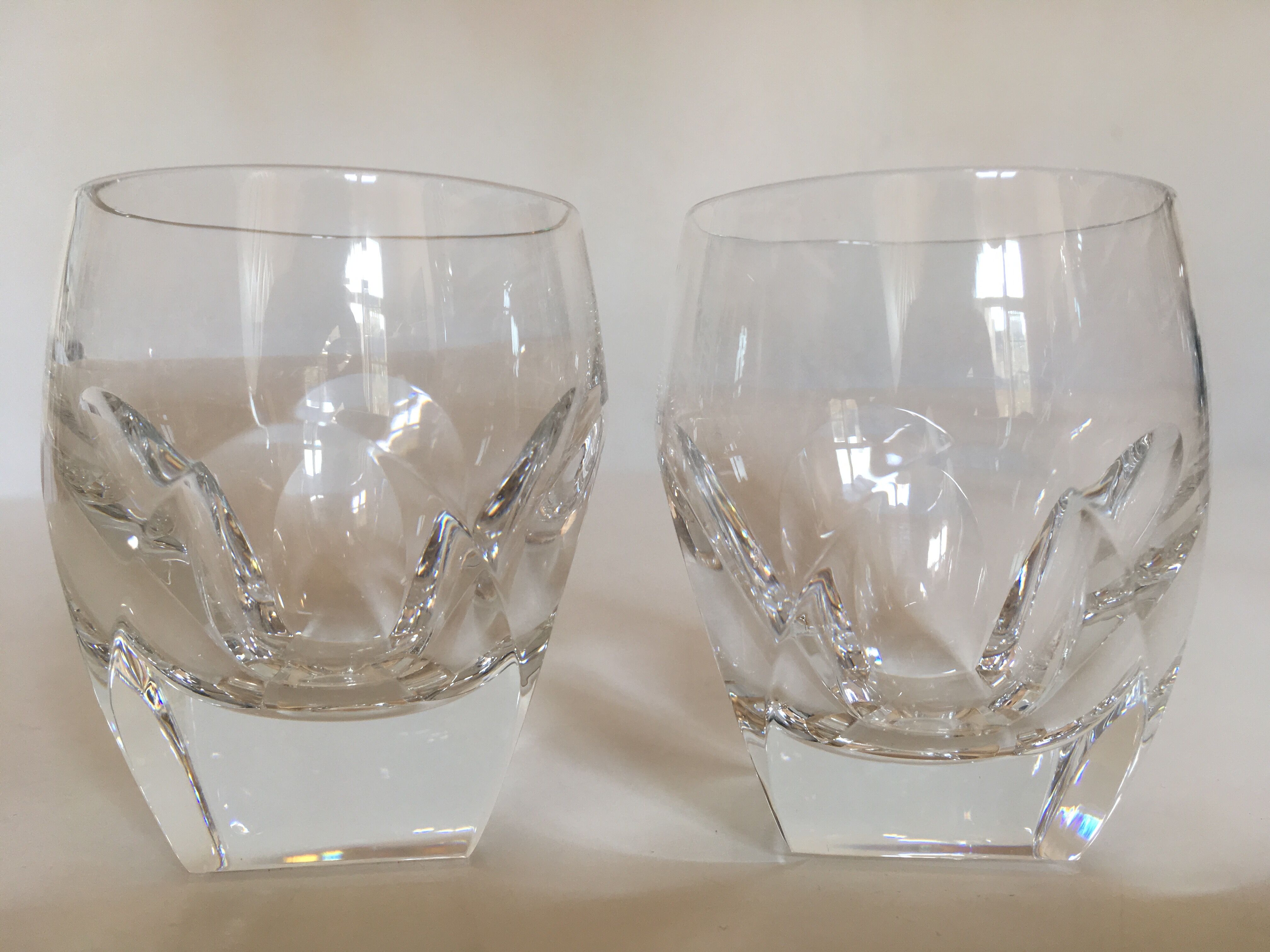 1960 crystal cup glasses ringing with cut-outs