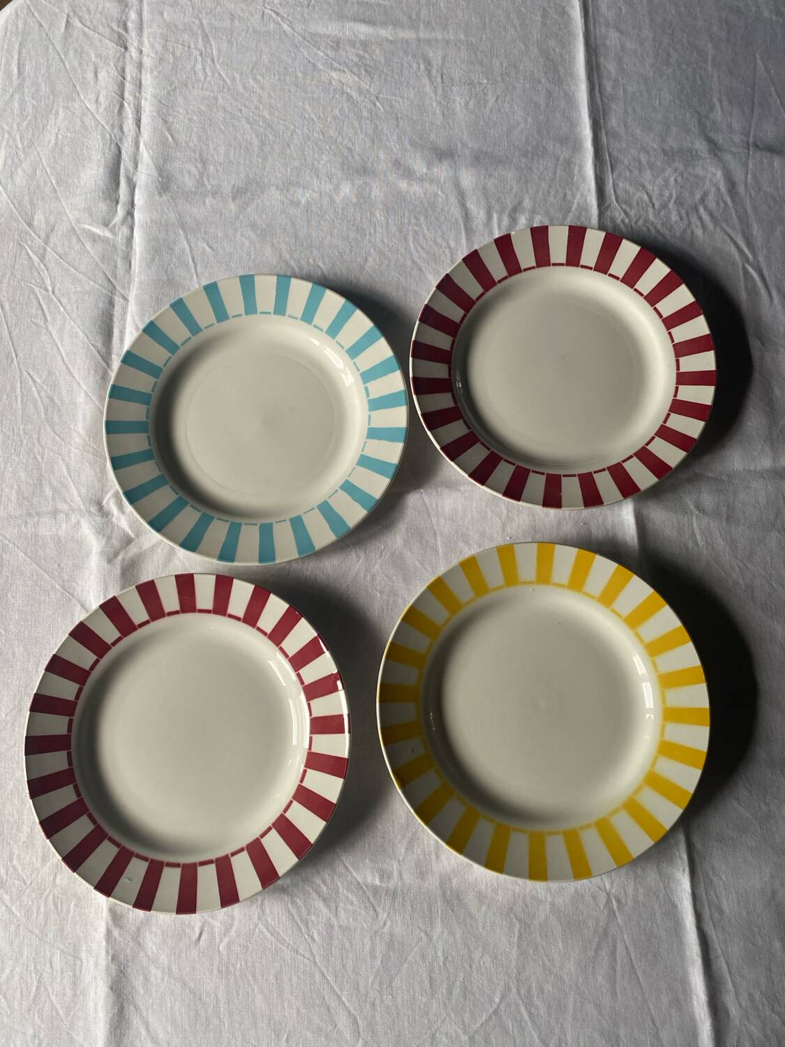 Set of 4 old Digoin flat plates