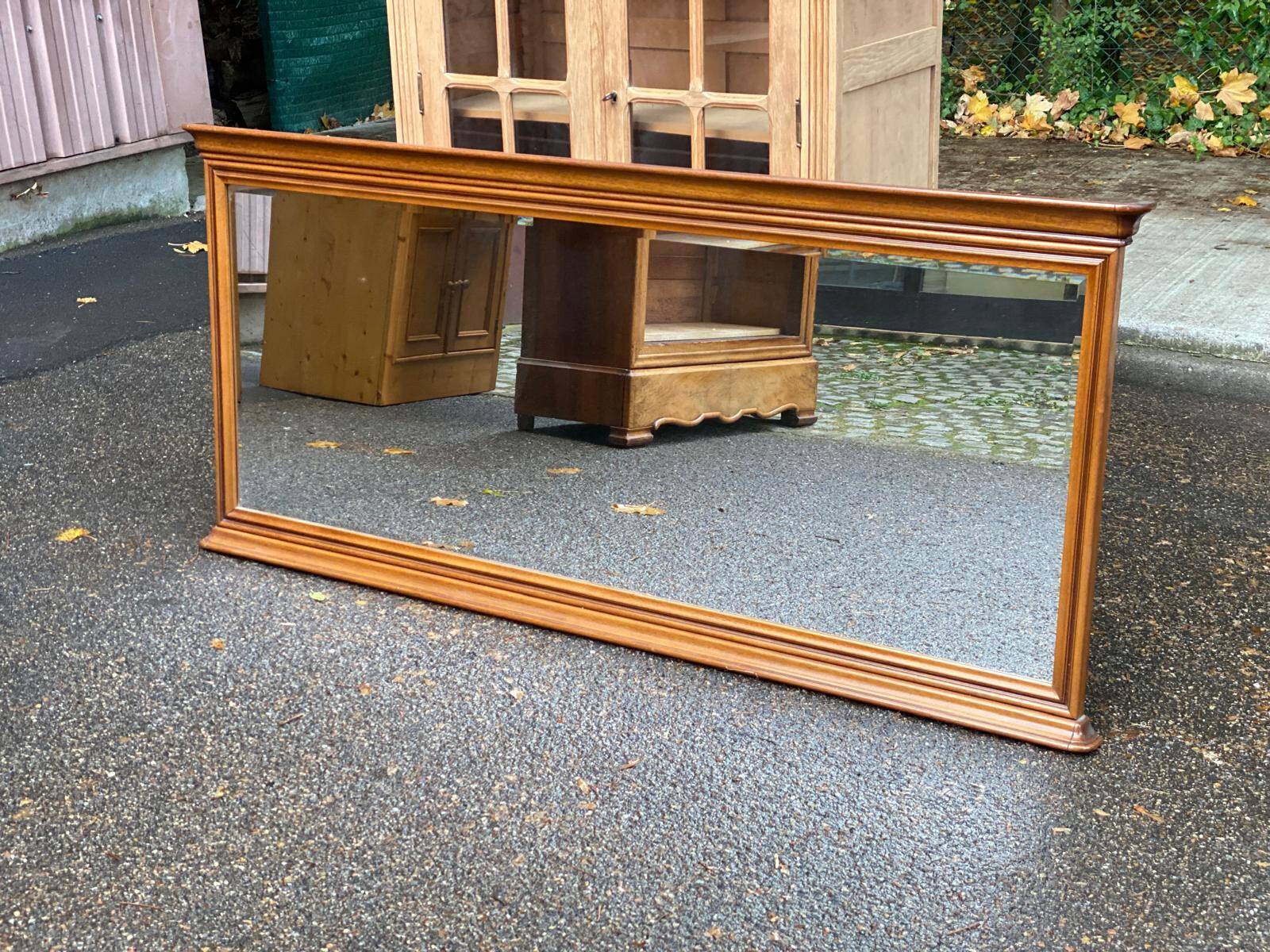 Louis Philippe style bistro/brasserie mirror in solid wood, 195x85