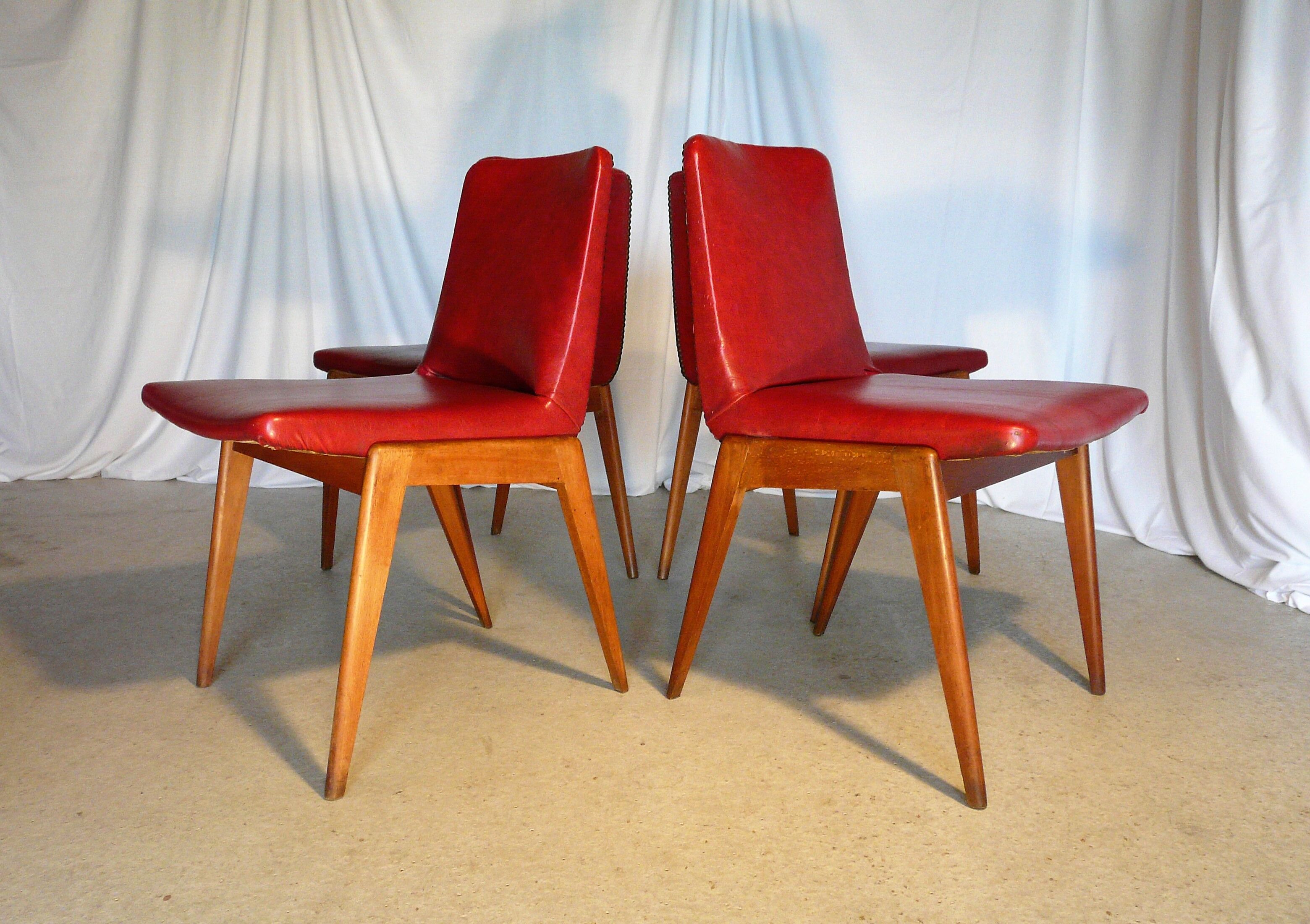 Ensemble de 4 chaises années 50 Guermonprez