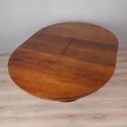 Round table in wood and brass vintage 1960s design luciano frigerio