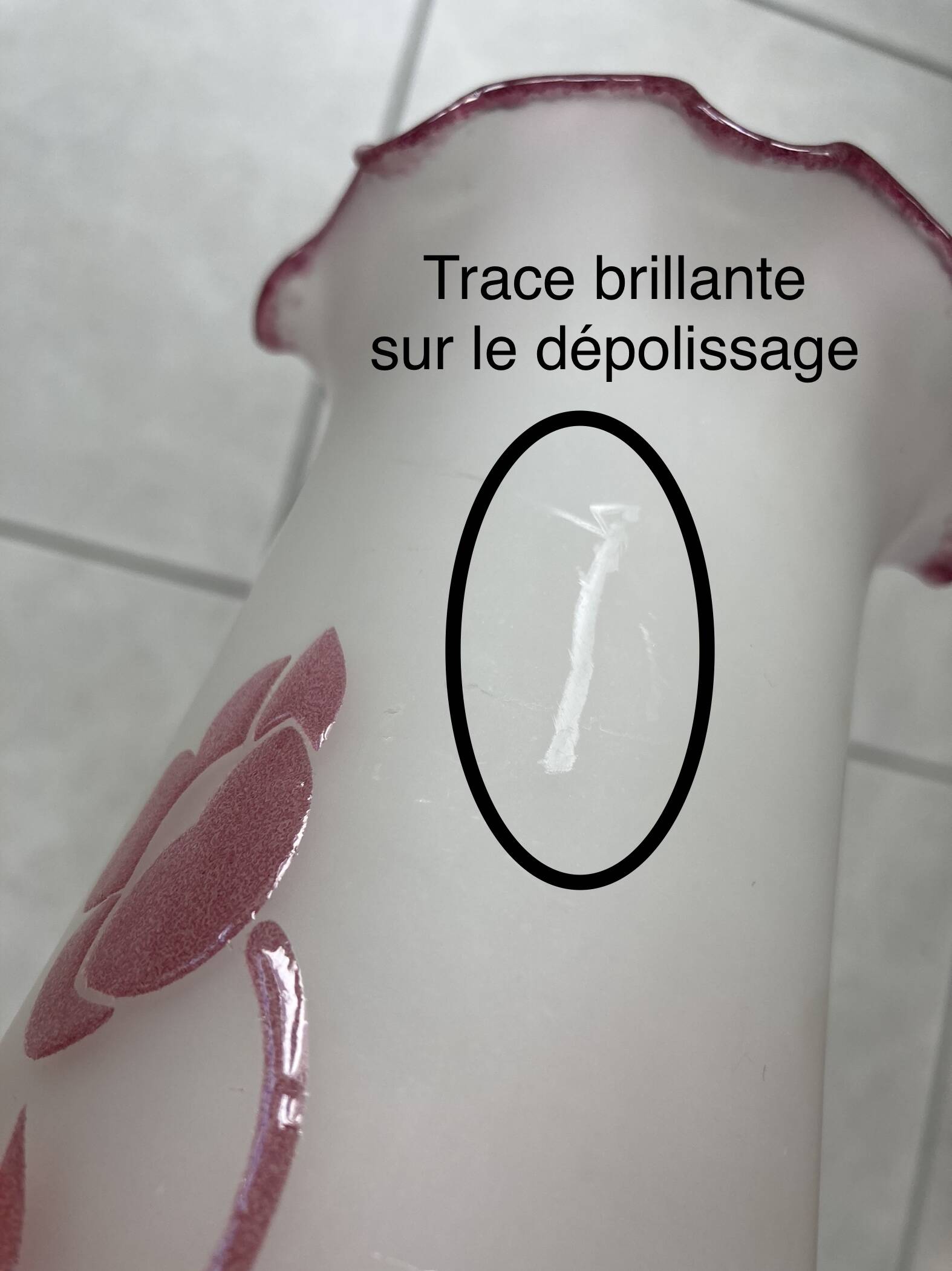 blown glass vase with art nouveau flower decoration