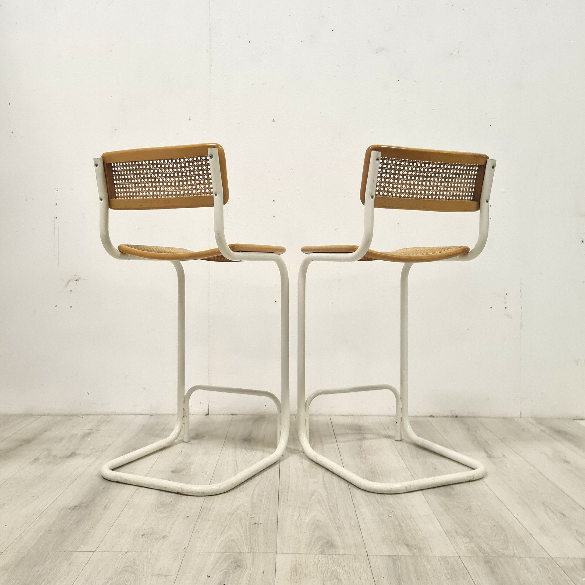 Set of 2 bauhaus style bar stools, 1970s