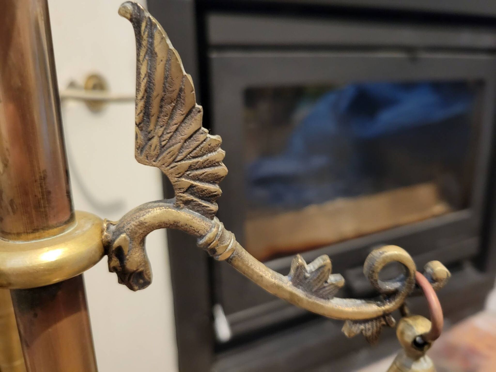 Fireplace tool set in gilded bronze