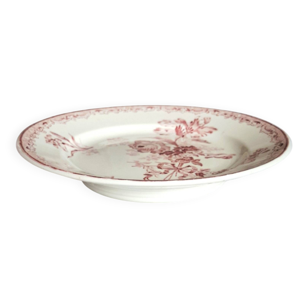 Assiette montée ancienne en faïence terre de fer