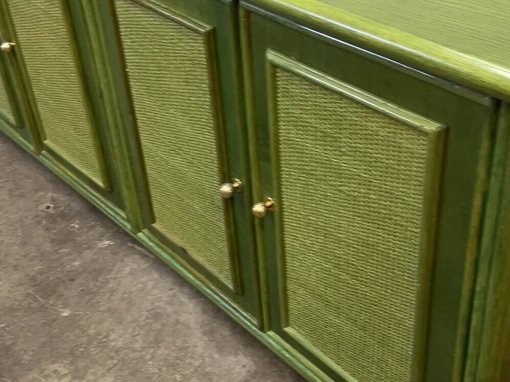Vintage green rattan sideboard by Georgetti, Italy, 1980s.