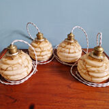 Art Deco suspension in marbled opaline and ouraline (4 available), 1920-30