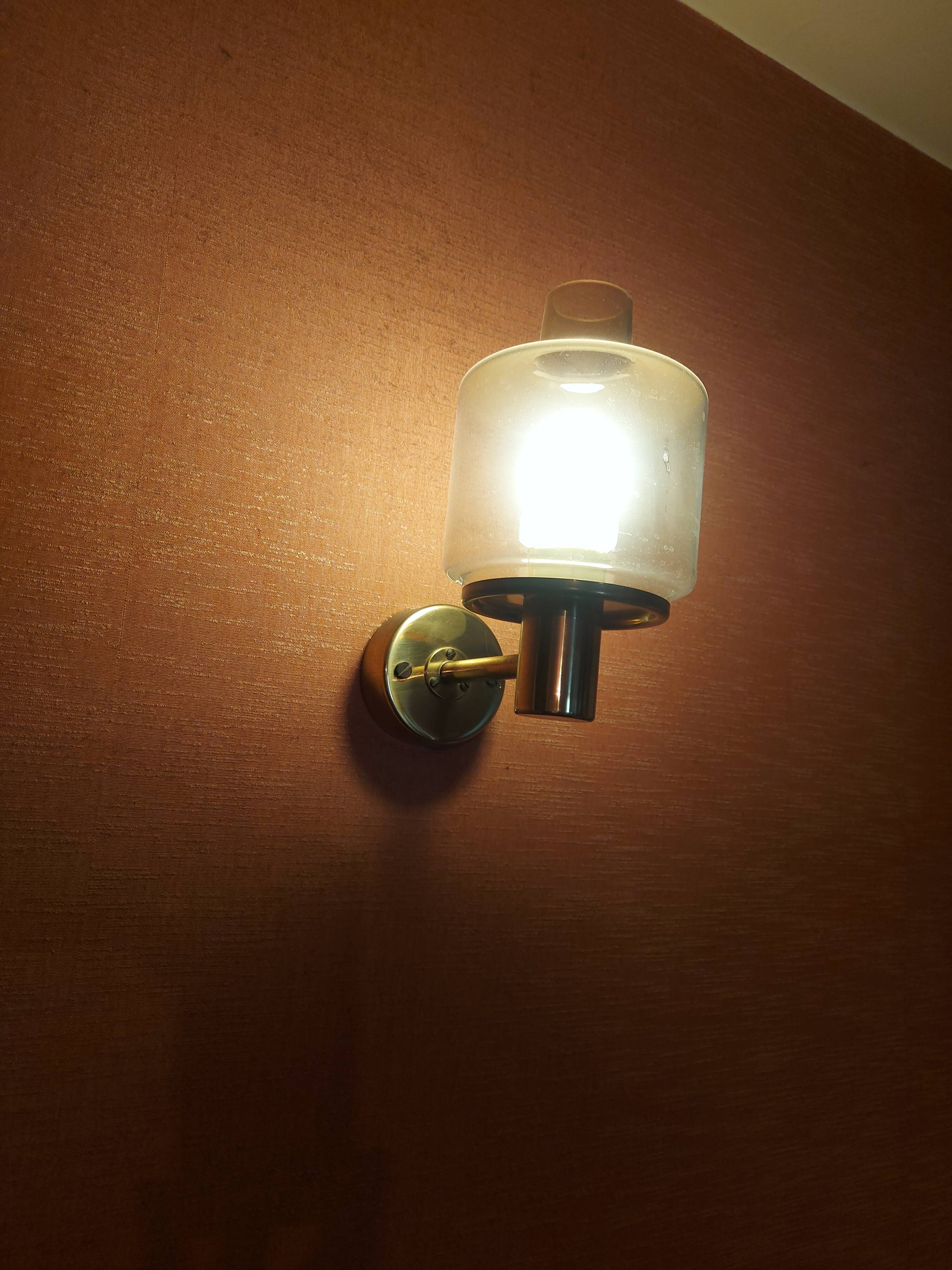 Pair of 60'S brass wall lamps, Hans Agne Jakobsson, model V212A