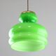 Big Green Mid-century Italian Brass and Glass Pendant Lamp
